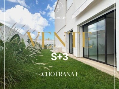 A vendre un S+3  neuf avec jardin à Chotrana 1