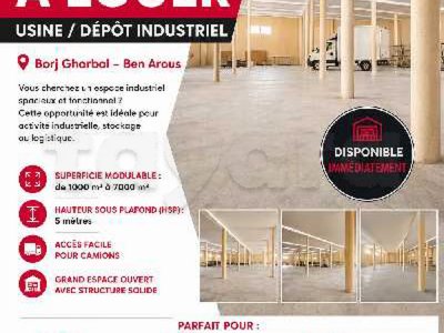 A louer dépôts / usine ben arous borj Ghorbal