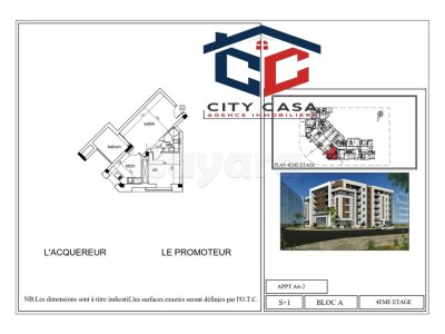 A Vendre un S+1, en cours de construction, dans une résidence avec piscine à AFH Mrezga Nabeul.