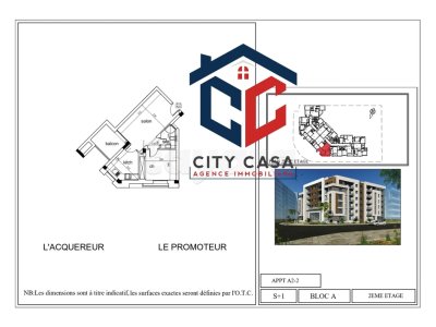 A Vendre un S+1, en cours de construction, dans une résidence avec piscine à AFH Mrezga Nabeul.