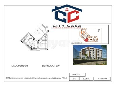 A Vendre un S+1, en cours de construction, dans une résidence avec piscine à AFH Mrezga Nabeul.