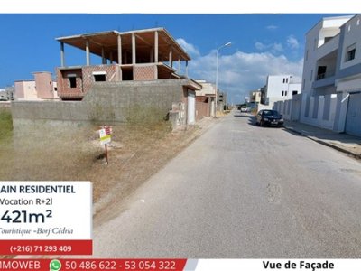 Terrain Terrain nu à Borj Cedria (Hammam Chatt) - Terrain de 421 m2 à 550 d le m2 -