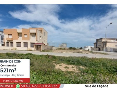 Terrain Terrain nu à Borj Cedria (Hammam Chatt) - Terrain de 521 m2 de coin  commercial  résidentiel -