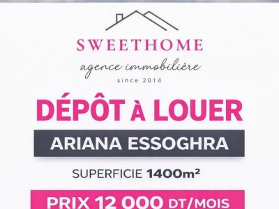 Bureaux & Commerces Surfaces à Ariana Essoughra (Raoued) - Dépôt 1400m2 à ariana essoghra