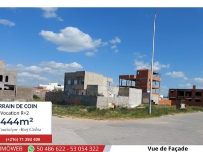 Terrain Terrain nu à Borj Cedria (Hammam Chatt) - Terrain de 444m2 de coin à 630 d le m2 -