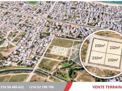 Terrain Terrain nu à Hammam Lif (Hammam Lif) - Terrain de231 m2 à 580 dt le m2 -