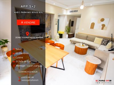 Vente Appart. 2 pièces à Mahdia (Mahdia) - Appartement s2 meublé avec parking à mahdia
