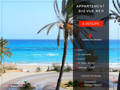 Vente Appart. 2 pièces à Mahdia (Mahdia) - App s2 vue sur mer corniche mahdia
