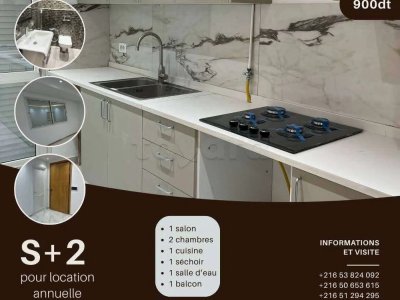 Un appartement s+2 à khzema est