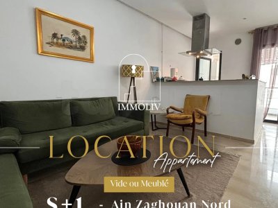 A louer un Appt S+1 vide ou meublé à Ain Zaghouan Nord